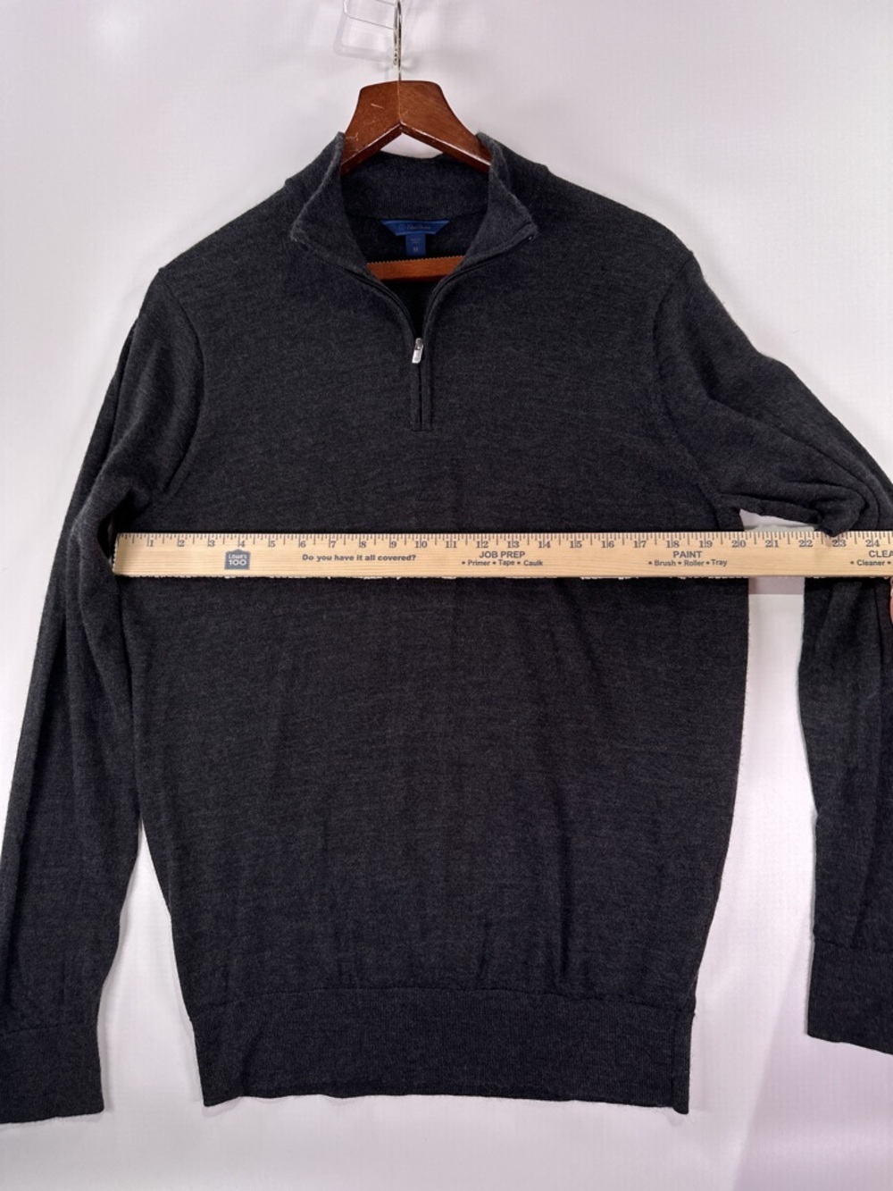 David Donahue Quarter Zip Pullover Sweater Mock Neck Merino Wool Charcoal M - Picture 10 of 10